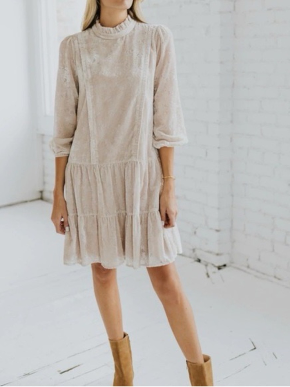 Roolee SALT Midtown Regal Velvet Dress in Seashell